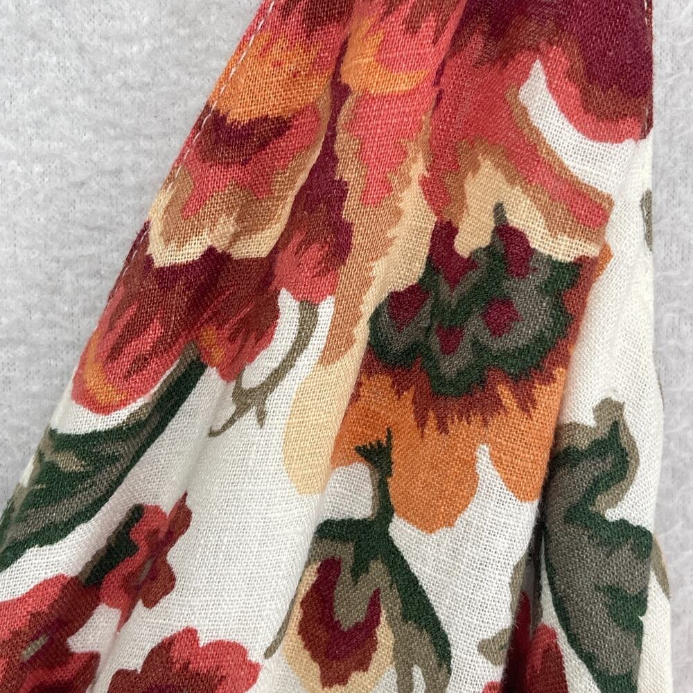 ABERCROMBIE & FITCH Dress S Floral Maxi Smocked Tiered Linen Blend Orange NEW - Picture 7 of 15